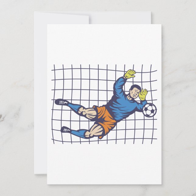 Soccer Goalkeeper Diving Save Invitation (Front)