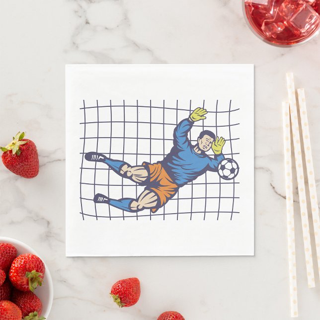 Soccer Goalkeeper Diving Save Napkins (Creator Uploaded)