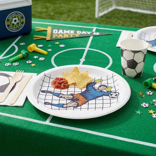 Soccer Goalkeeper Diving Save Paper Plates (Creator Uploaded)