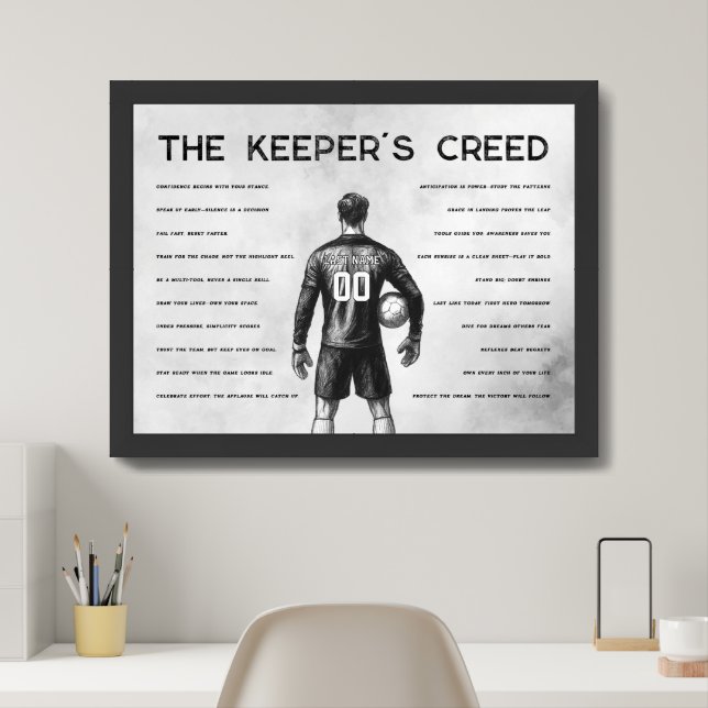 Soccer Goalkeeper Personalized Keeper's Creed Framed Art (Home Office)