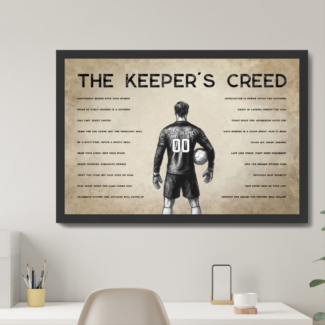 Soccer Goalkeeper Personalized Keeper's Creed Framed Art (Home Office)