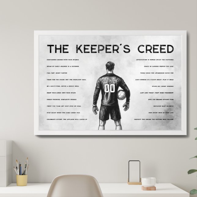 Soccer Goalkeeper Personalized Keeper's Creed Framed Art (Home Office)