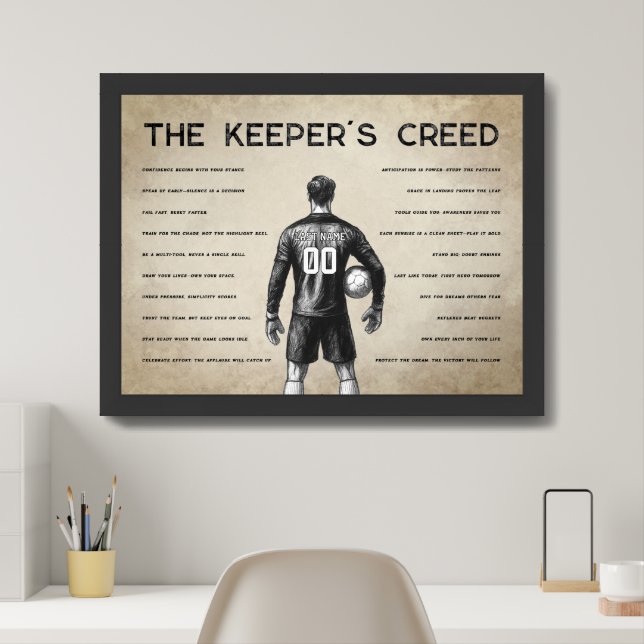 Soccer Goalkeeper Personalized Keeper's Creed Framed Art (Home Office)