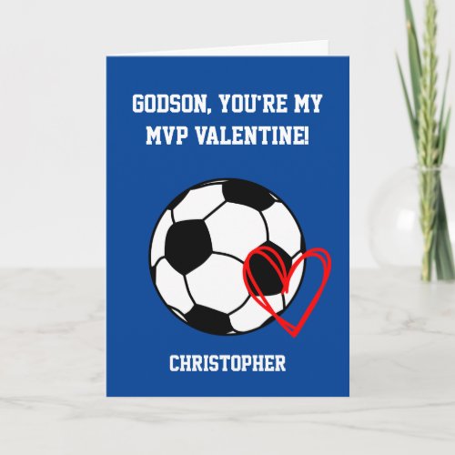 Soccer Godson Valentines Day Card