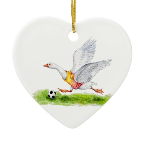 Soccer Goose Ceramic Ornament