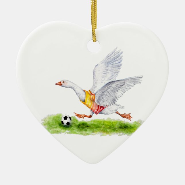 Soccer Goose Ceramic Ornament (Front)