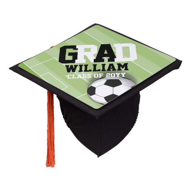 SOCCER graduation Cap Topper EDIT COLORS (Angled)