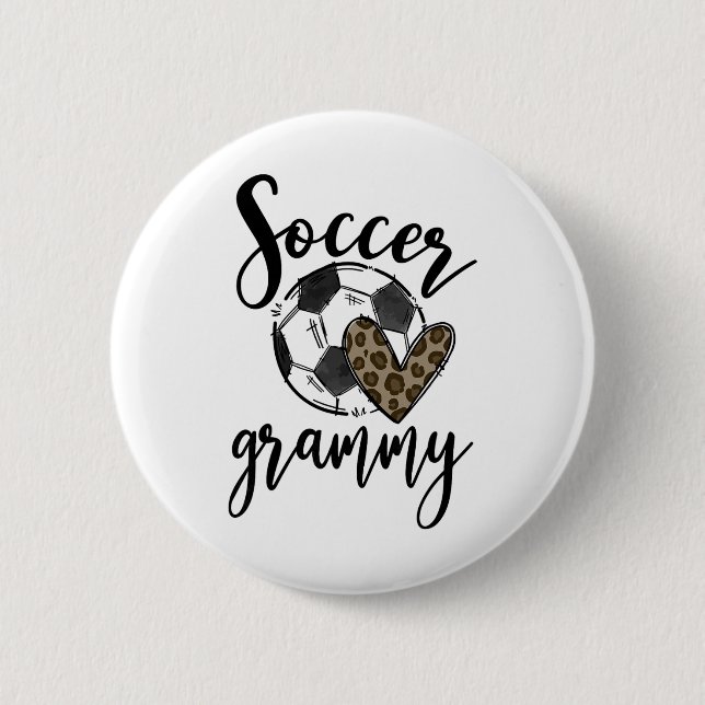 Soccer Grammy Leopard Funny Soccer  Button (Front)