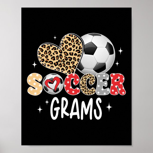Soccer Grams Cute Leopard Heart Soccer Player Love Poster (Front)