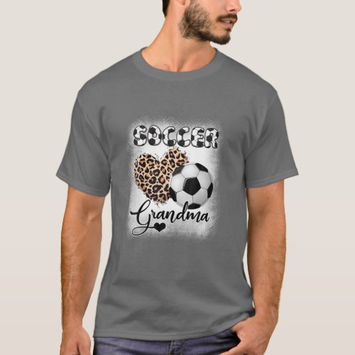 Soccer Grandma Grandmother Leopard Heart Ball Play T_Shirt