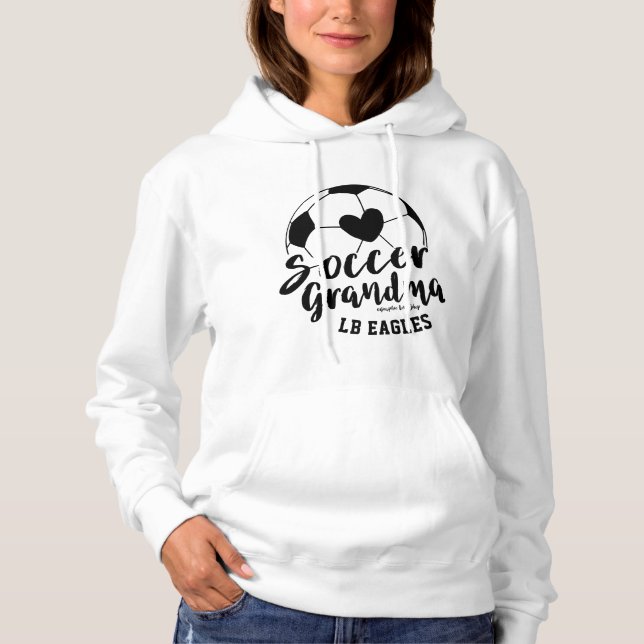 Soccer Grandma Heart Ball Personalized Name Number Hoodie (Front)