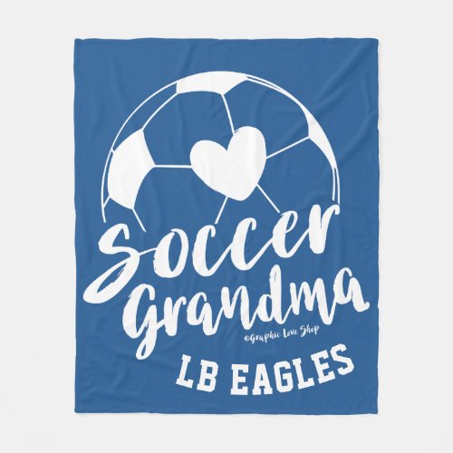 Soccer Grandma Heart Ball Personalized Team Fleece Blanket