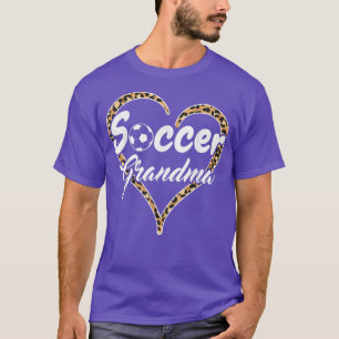 Soccer Grandma Leopard Heart Funny Mothers Day T-Shirt