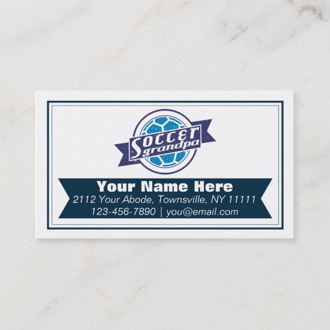Soccer Grandpa Customizable Business Cards (Front)