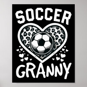 Soccer Granny Leopard Heart Granny Soccer Player  Poster