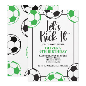 Soccer Green and Black Birthday Invitation