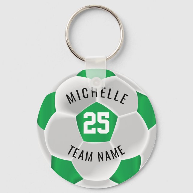 Soccer ⚽ - Green and White Keychain (Front)