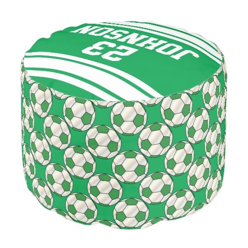Soccer Green and White Sport Pattern Pouf