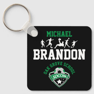 Soccer  - Green, Black and White Keychain
