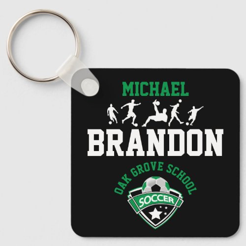 Soccer  _ Green Black and White Keychain