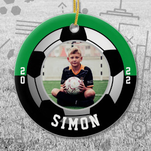 Soccer Green Black Team Colors Ceramic Ornament