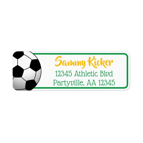 Soccer Green  Gold Address Label