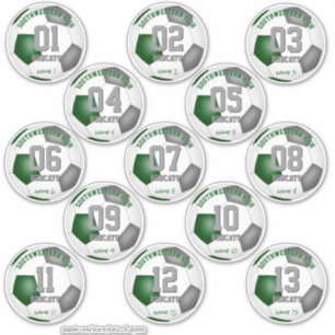 soccer green gray team colors gifts set of 13 sticker