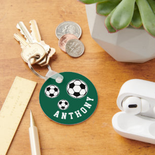 Soccer Green Kids Back to School Keychain