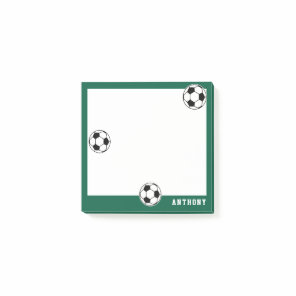 Soccer Green Personalised Kids Back to School Post-it Notes