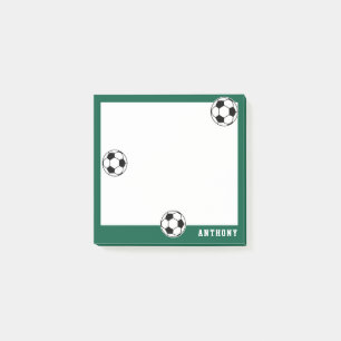 Soccer Green Personalised Kids Back to School Post-it Notes