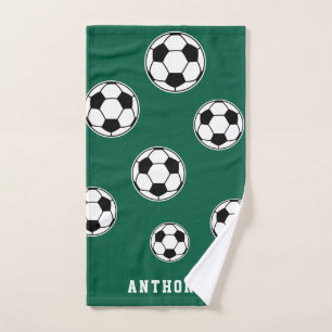 Soccer Green Personalized Kids Back to School Hand Towel