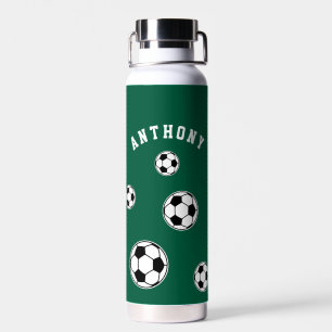 Soccer Green Personalized Kids Back to School Water Bottle