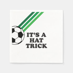 Soccer Green Stripes Hat Trick 3rd Birthday Napkins