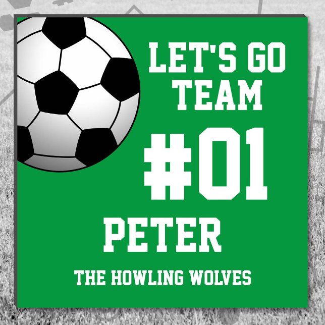 Soccer Green White Team Colors Car Magnet (Green and White Soccer Let's Go Team Car Magnet. Celebrate your high school or college athlete.)