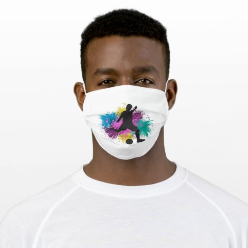 Soccer Grungy Color Splashes Adult Cloth Face Mask