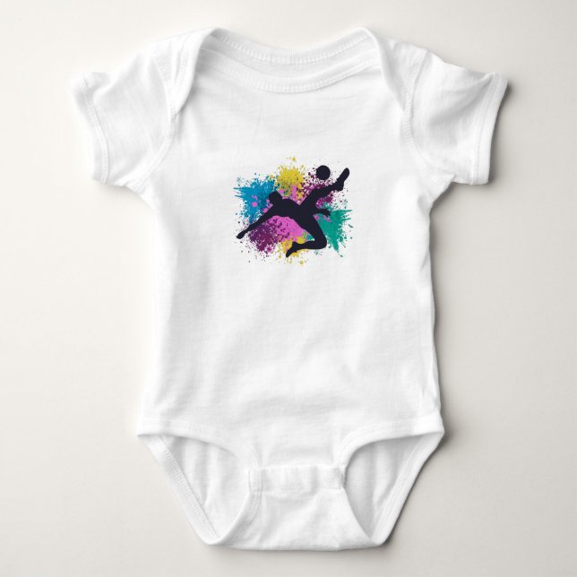 Soccer Grungy Color Splashes Baby Bodysuit (Front)