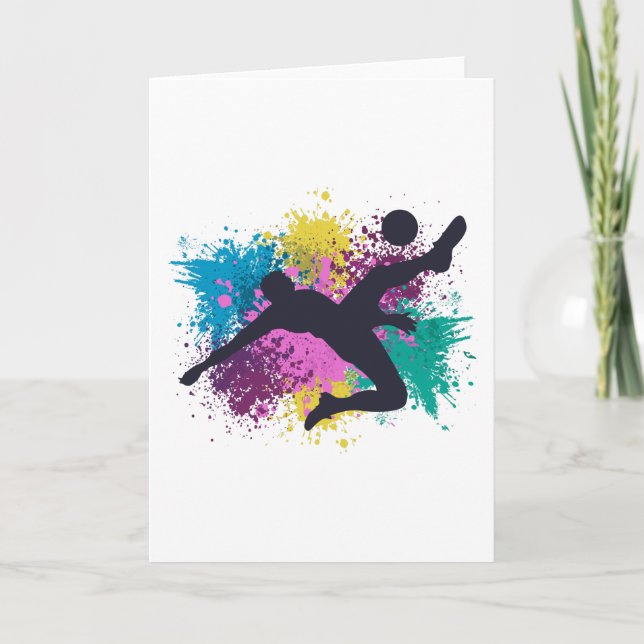 Soccer Grungy Color Splashes Card (Front)