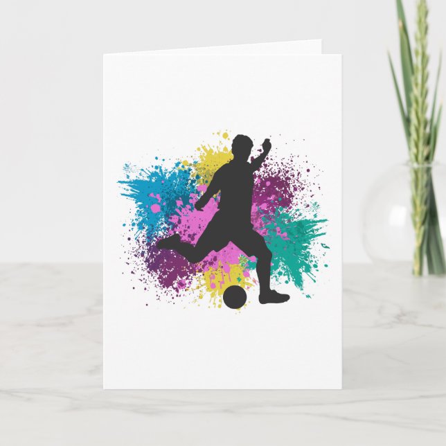 Soccer Grungy Color Splashes Card (Front)