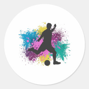 Soccer Grungy Color Splashes Classic Round Sticker