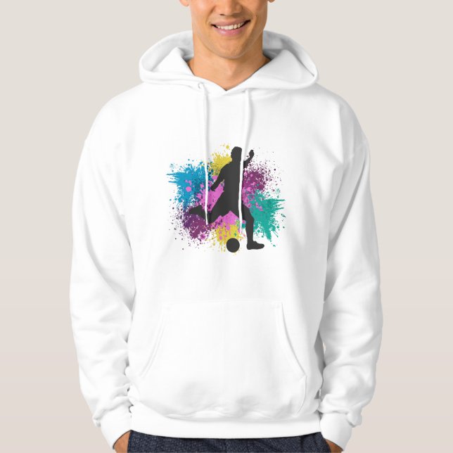 Soccer Grungy Color Splashes Hoodie (Front)