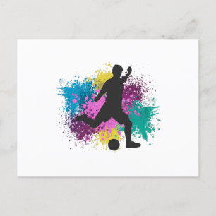 Soccer Grungy Color Splashes Postcard