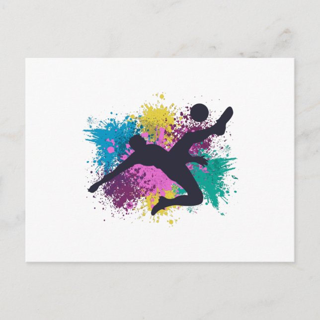 Soccer Grungy Color Splashes Postcard (Front)