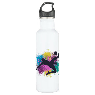 Soccer Grungy Color Splashes Stainless Steel Water Bottle