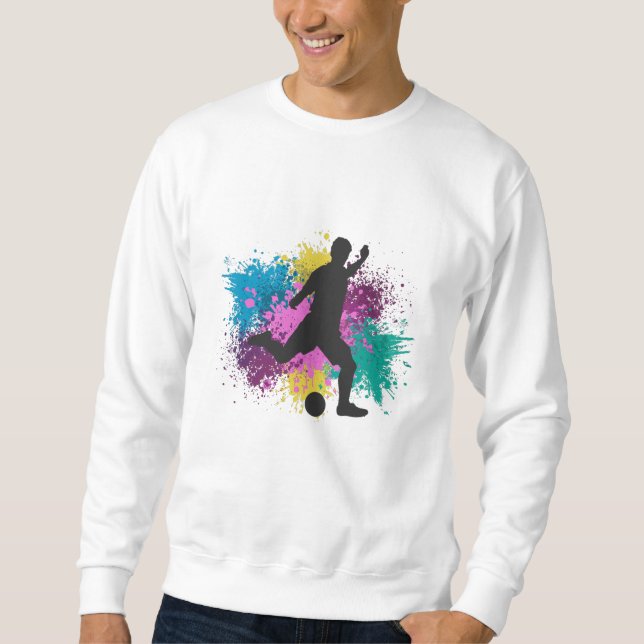 Soccer Grungy Color Splashes Sweatshirt (Front)