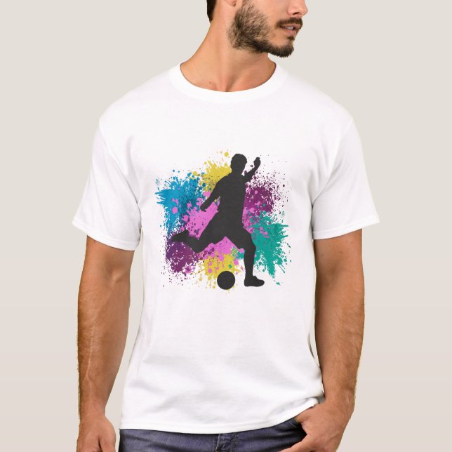 Soccer Grungy Color Splashes T-Shirt (Front)