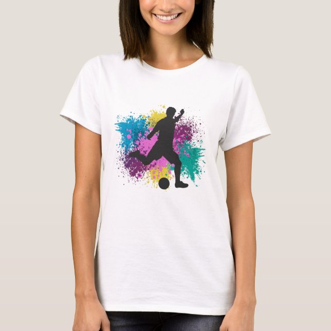 Soccer Grungy Color Splashes T-Shirt (Front)