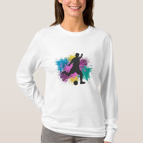 Soccer Grungy Color Splashes T_Shirt