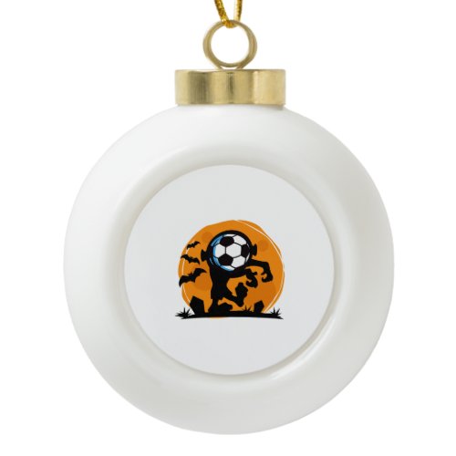 Soccer Halloween Night Ceramic Ball Christmas Ornament