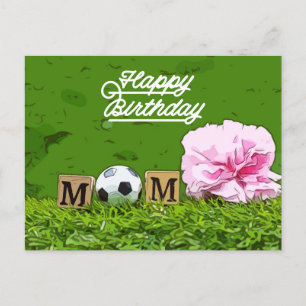 Soccer Happy Birthday soccer Mom with flower Postcard