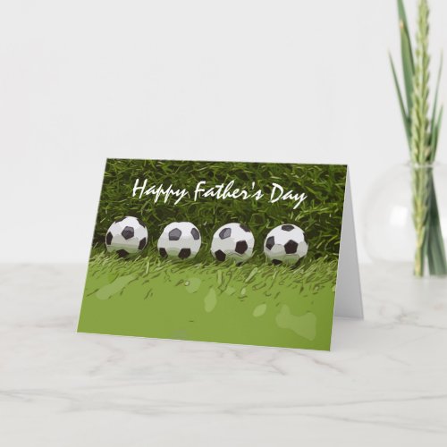 Soccer Happy Father s day with ball on grass Dad  Holiday Card